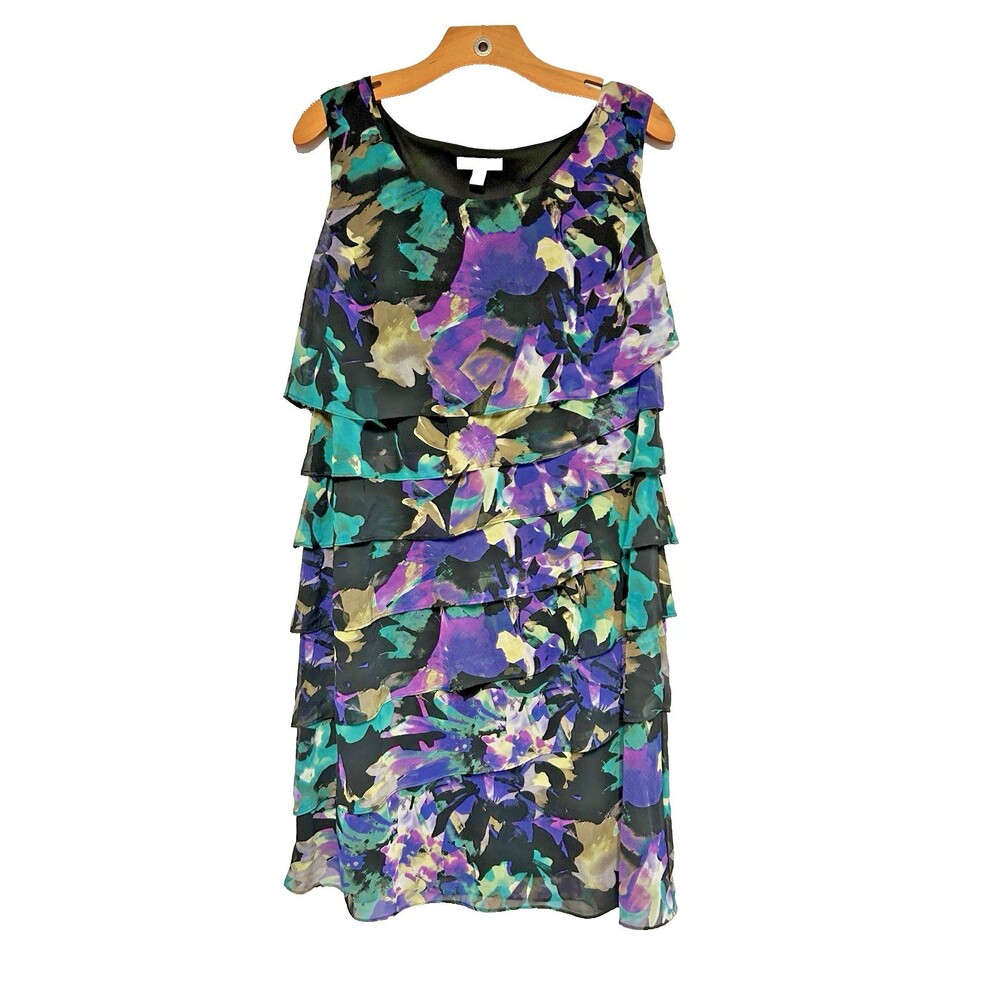 VTG Floral Tiered Sleeveless Sundress Flowy Whimsy Romantic CB Est 1962 Women 16
